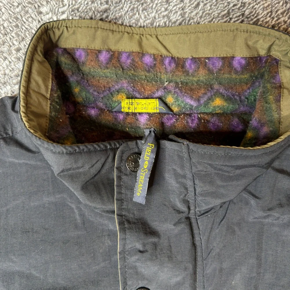 Field and Stream Vintage Mens 2XLT Tall Colorblock Jacket Black Olive Green Zip